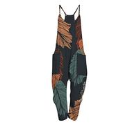 AMhomely Summer Jumpsuit for Women UK Casual Loose Long Pants Female Loungewear Ladies Casual Boho Print Pocket Romper Long Playsuit Strap Sleeveless Jumpsuit