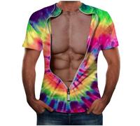 AMhomely Summer T Shirts Men 3D Body Print Top Men Sexy Fake Muscle Tee Shirts Summer Casual Crew Neck Short Sleeve Top With Print On Chest And Crew Neck Holiday Vacation UK Multicolor 3XL