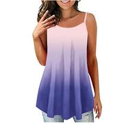 AMhomely Summer Tops for Women,Casual T-Shirts Ladies Puls-Size O-Neck Button Sleeveless Vest Printing Short T-Shirt Sling Tops 7-10 Days Arrives UK Z1-purple 4XL