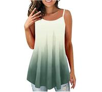 AMhomely Summer Tops for Women,Casual T-Shirts Ladies Puls-Size O-Neck Button Sleeveless Vest Printing Short T-Shirt Sling Tops 7-10 Days Arrives UK, Z1-mint Green, XXL