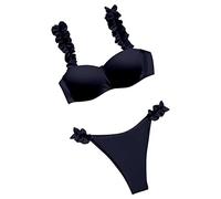 AMhomely Swimsuits for Women Push Up Bathing Sets Bikini Underwire Swimsuit Swimsuit Sexy Women's Push Up Swimsuit Solid Color Sexy Bikini Sale Two Piece Swim Beachwear Clearance 17 Black