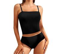 AMhomely Swimsuits for Women Two Piece Bathing Suit Summer Women's Split Solid Color Sexy Skinny Backless Bikini Swimsuit High Waisted Bikini Sets Modest Tankini Beachwear Sale