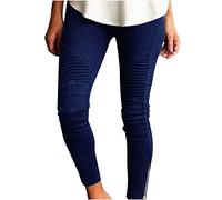 AMhomely Tracksuit Trousers with Zip Bottoms Plus Size Ladies Leggings Skinny Casual Trousers Sports Sweatpants Joggers Plain Pull On Leggings Stretchy Slim Fit Loungewear Navy L