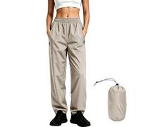 AMhomely Trousers Cargo for Women UK Waterproof - Plus Size Rain Pants Packable,Breathable Quick Dry Over Trousers with Zip Pocket,Spring Summer,Outdoors Hiking Walking A Khaki XXL