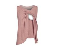 AMhomely UK Stock Clearance Maternity Womens Nursing Solid Color Round Neck Sleeveless Round Neck Breastfeeding Blouse