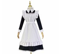 AMhomely Victorian Costume Women's Maid Outfits Plus Size Long Sleeve Maxi Dress Apron Fancy Medieval Vintage Gothic Dress Elegant Party Cosplay Ladies White S