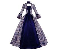 AMhomely Victorian Dresses for Women UK Ball Gown Costumes Renaissance Dress Gothic Dresses Fancy Palace Masquerade Retro Lace Lolita Dress,G32- Blue,L