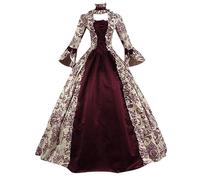 AMhomely Victorian Dresses for Women UK Ball Gown Costumes Renaissance Dress Gothic Dresses Fancy Palace Masquerade Retro Lace Lolita Dress,G34- Wine,3XL