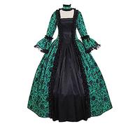 AMhomely Victorian Fancy Dress for Women UK Vintage Retro Lace Long Sleeve Goth Cosplay Dress Rococo Ball Gown Gothic Victorian Costume Gothic Period Reenactment Theater Costumes B-Green