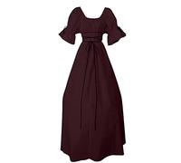 AMhomely Victorian Maxi Ball Dresses Long Sleeve Round Neck Belted Irregular Dress Court Vintage Ladies Dress