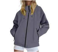 AMhomely Waterproof Jacket Women Running - Lightweight Hooded Raincoat for Ladies Short Length,Oversized Zipper Trench Coats with Zip Pocket,Outdoor Active Hiking Walking Camping