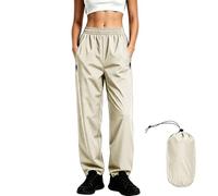 AMhomely Waterproof Trousers Women - Outdoor Hiking Pants Packable Lightweight,Plus Size Quick Dry Walking Rain Trousers with Zip Pocket,UPF 50+ Cargo Joggers for Work Golf Gym A Beige M