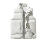 AMhomely White Puffer Gilets for Men UK - Padded Jackets, Quilted, Sleeveless, Zip Front & Buckle Closure, Pockets, Windproof, Outdoor, Heavy Duty, Winter, Bodywarmer Vest for Men Plus Size 4XL