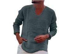 AMhomely White T Shirt Men Men Shirts Long Sleeve Green Plus Size Solid Beach Shirts Baggy Hawaiian Shirts V Neck Oversized Casual Pullover Shirts Plain Summer Tops Shirts Holiday Vacation Navy 3XL