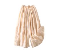 AMhomely Wide Leg Womens Trousers Ladies Palazzo Trousers Elasticated Waisted Casual Summer Slacks Bottoms Solid Baggy Floaty Beach Boho Straight Lounge Holiday Gold XXL