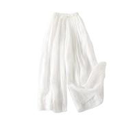 AMhomely Wide Leg Womens Trousers Ladies Palazzo Trousers Elasticated Waisted Casual Trousers Summer Slacks Bottoms Solid Baggy Floaty Beach Trousers Boho Straight Lounge Trousers Holiday White M
