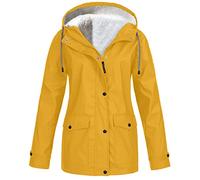 AMhomely Windbreaker Jacket Women Waterproof Trench Coats For Women Waterproof Plus Size Warm Microfleece Ski Jacket Running Raincoats Active Raincoat Climbing Outdoor Hooded Jacket Yellow S