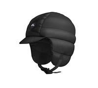 AMhomely Winter Hat Ear Flaps and Peak Bomber Cap Unisex Aviator Pilot Earflap Adjustable Straps Cycling Hats Caps Padded Peaked Protection Hunting Trapper Ski Snow Black One Size