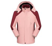 AMhomely Winter Jacket Women Waterproof Fleece Lined Raincoat For Women Plus Size Size 22-24 Outdoor Casual Softshell Jacket Trench Coats Long Sleeve Rainproof Windproof Outwear Hiking Pink 6XL