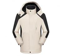 AMhomely Winter Jacket Women Waterproof Fleece Lined Raincoat For Women Plus Size Size 22-24 Outdoor Casual Softshell Jacket Trench Coats Long Sleeve Rainproof Windproof Outwear Hiking Beige 6XL