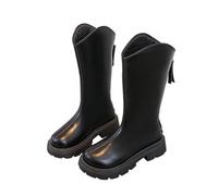 AMhomely Winter Shoes For Kids-Knee High Boots Wide Calf Platform-Boys Girls Riding Boots,PU Leather,Back Zipper,No-Slip,Comfy,Walking Shoes for 3-11 Years A Black 9