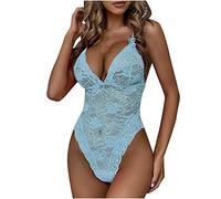 AMhomely Women Charming Garter Lingerie Set Lace Embroidered Teddy Bodysuit Deep V Neck Crisscross Back Strap Underwear Sexy Slut Onesies Pyjamas Nightwear