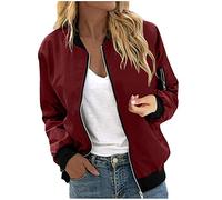 AMhomely Women Jackets Open Front Bomber Jackets Women's Casual Chic Round Neck Long Sleeve Pullover Colorblock Tops Blouse Ladies Casual Shirts Coats UK Size