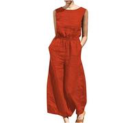 AMhomely Women Jumpsuits Wide Leg Casual Romper Ladies Playsuit Oversized Trousers Solid Colour Pants Overalls for Summer Vacation Plus Size S-5XL