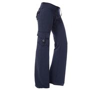 AMhomely Women's Activewear Trousers Straight Wide Leg with Pockets Yoga Pants Stretch Work Tracksuit Bottoms Gym Running Joggers Fall Winter Tummy Control Leggings Bootcut Lounge Pants, 01 Navy