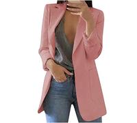 AMhomely Women's Blazer Windproof Trench Coat Autumn Spring Long Sleeve Suit Coat Blouse Tops Sexy Elegant Casual Plain Pockets Blazers Ladies Occasion Work Office Blazers Suit
