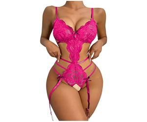 AMhomely Women's Bodysuit Fishnet One Piece Sexy Bodycon Sheer See Through Teddy Bodysuit Body Tops Mesh Chemise Babydoll
