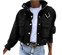 AMhomely Women's Bomber Military Jacket - Full Zip Flight Jacket, Lightweight with Pockets & Utility Design