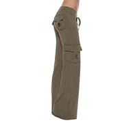 AMhomely Womens Comfy Yoga Pants Long Trousers Elastic Waist Flared Pants Gym Tracksuit Activewear Bootcut Yoga Pants Tummy Control Workout Sports Trousers Exercise Pants, 01 Brown, XL