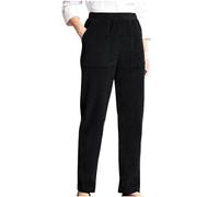 AMhomely Women's Corduroy Trousers, Relax Fit Pants with Pocket, High Waisted Everyday Stretchy Lightweight Full Length Trousers, Size S-XXL