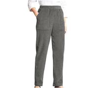 AMhomely Women's Corduroy Trousers, Relax Fit Pants with Pocket, High Waisted Everyday Stretchy Lightweight Full Length Trousers, Size S-XXL