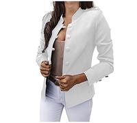 AMhomely Women's Double Breasted Blazer Jackets Casual Long Sleeve Lapel Blazer Windbreaker Solid Color Business Office Suit Jacket Coats Comfortable Warm Suit Jacket , C-white, XXL