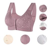 AMhomely Women's Double Support Wireless, Lace Bra with Stay-in-Place Straps, Full-Coverage