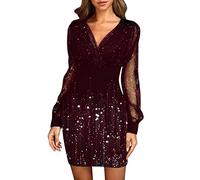 AMhomely Womens Elegant Black Midi Dress Sexy V Neck Star Print Mini Dress Long Sleeve Mesh Pencil Dress Occasion Tunic Shirt Dress Ladies Sheer Sleeve Casual Summer Dresses Sale Clearance