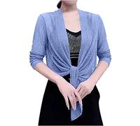 AMhomely Womens Elegant Cardigan for Wedding Guest Dress Outerwear Stretch Chiffon Open Front Solid Basic Sheer Beach Cover-Up Soft Stretchy Cropped Jacket Short Sleeve Sarongs Grey 6XL