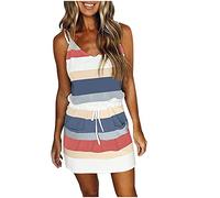 AMhomely Women's Evening Party Summer Dresses - Long A Line, Off Shoulder, Knee Length Cocktail Dress - Floral, Blue XXL