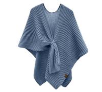 AMhomely Womens Knitted Wrap Jumper Chunky Cardigan Cape Solid Shawl Poncho Crisscross Front Elegant Fall Plain Sweater Fleece Scarf Coat Plus Size Shurgs Blue One