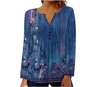 AMhomely Women's Long Sleeve Tops Plus Size V Neck Tops Comfy Soft Long Sleeve Tunics Tops Casual Sweatshirts UK Size 10 12 14 16 18 20