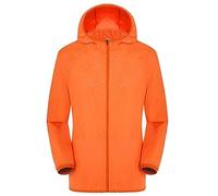 AMhomely Womens Packable Rain Jackets Waterproof Coats Plus Size Long Sleeve Quick Dry Hooded Coats Zipper Water Resistant Solid Rain Proof Jacket Active Windbreaker for Cycling Hiking Orange XXL