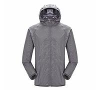 AMhomely Womens Packable Rain Jackets Waterproof Coats Plus Size Long Sleeve Quick Dry Hooded Coats Zipper Water Resistant Solid Rain Proof Jacket Active Windbreaker for Cycling Hiking Grey L