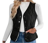 AMhomely Women's Plaid Outerwear Vests Tops Zip Up Collared Sleeveless Jacket with Pockects