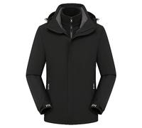 AMhomely Womens Raincoats Waterproof With Hood Ladies 3 In 1 Waterproof Jackets With Fleece Plus Size Winter Jacket Outdoor Water Resistant Rain Jacket Womens Coat for Walking Active Black L