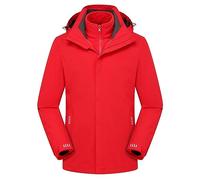 AMhomely Womens Raincoats Waterproof With Hood Ladies 3 In 1 Waterproof Jackets With Fleece Plus Size Winter Jacket Outdoor Water Resistant Rain Jacket Womens Coat for Walking Active Red 3XL