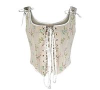 AMhomely Women's Rococo Cropped Tank Tops Lace Up Corset Bustier Elegant Baroque Corset Belt Overbust Lingerie