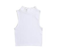 AMhomely Women's Running Vests Ribbed Knitted Tops Sleeveless Camisole Tops Blouse Solid Casual Knitted Gym Workout Tank Retro Plain Camis Shirts Crewneck Casual Vests White M