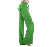 AMhomely Womens Straight Leg Pants with Pockets Full Size Cargo Trousers Elastic Waist Long Flared Pants Gym Running Yoga Tracksuit Activewear UK Size 6-20